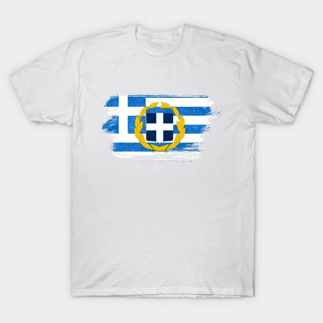 Greece flag - grunge brick stone T-Shirt by GreekTavern